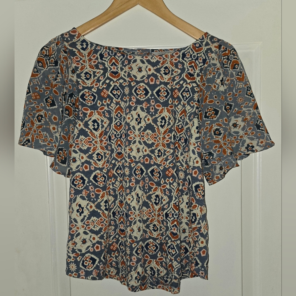Lucky Brand Women's Multicolor Patterned Baby Doll Top S - Picture 2 of 6